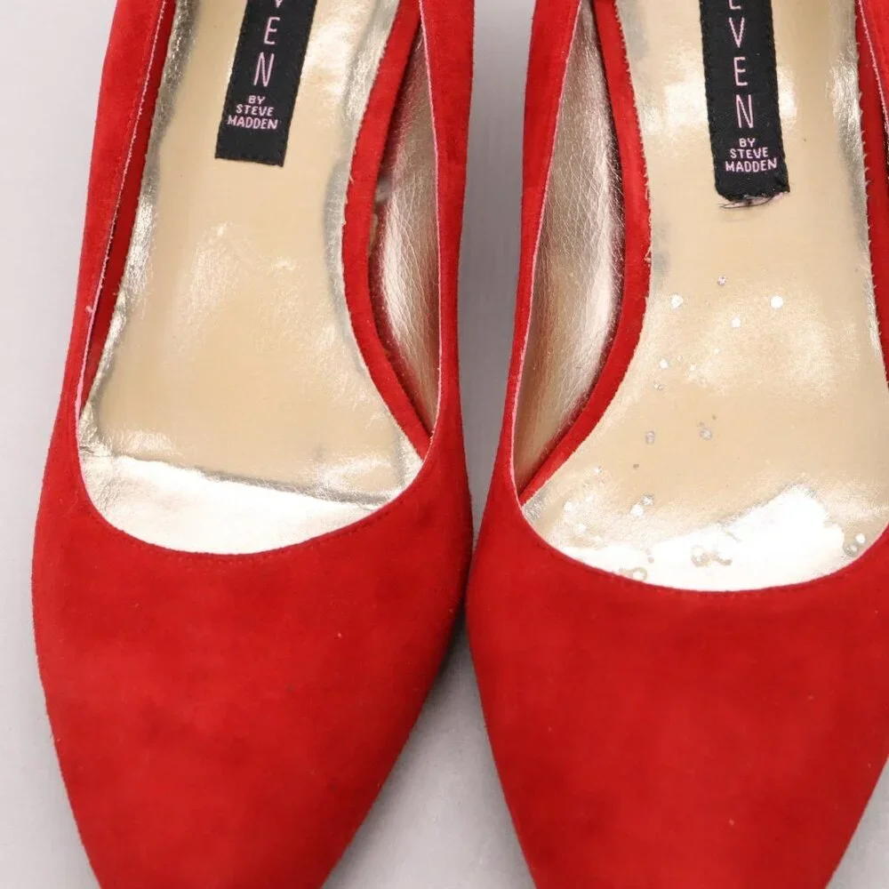 STEVEN BY Steve Madden Bouco Red Suede Wedge Heels Womens Size‎ 7.5 B